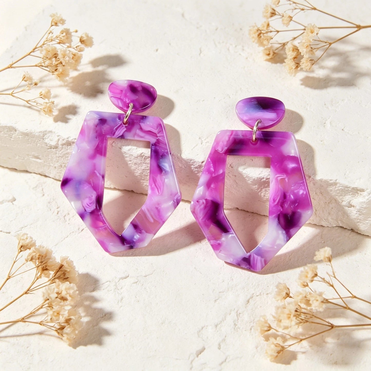 Mixed Color Geometric Acrylic Dangling Elements Earrings Women Party Decoration