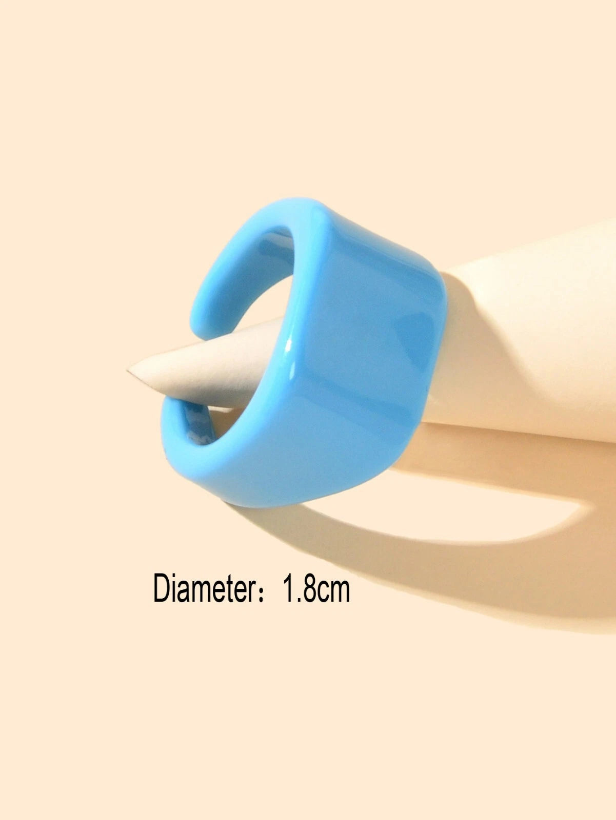 Ladies Jewelry Plastic Blue Squre Open Cuff Finger Trendy Chunky Ring for Women