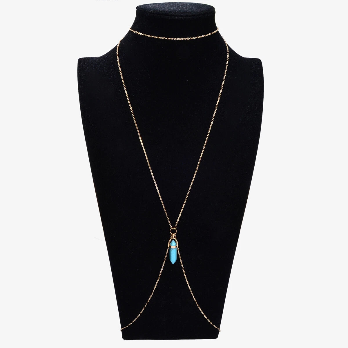 Bikini Beach Harness Beach Hexagonal Gemstone Waist Link Body Chain Belly Jewelry