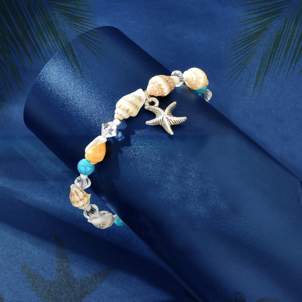 Sea Series Handmade Beaded Chain Starfish Charm Boho Chic Anklet Foot Jewellery