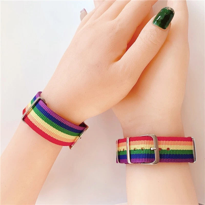 Belt Colorful Rainbow Striped Braided Wrap Bangle Bracelet Hiphop Accessories