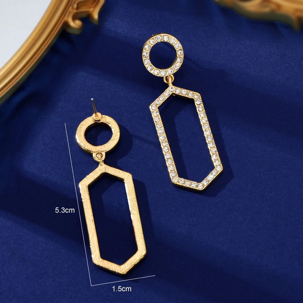 Luxurious Rhinestone Decor Geometric Dangle Earrings Good Quality Accessories