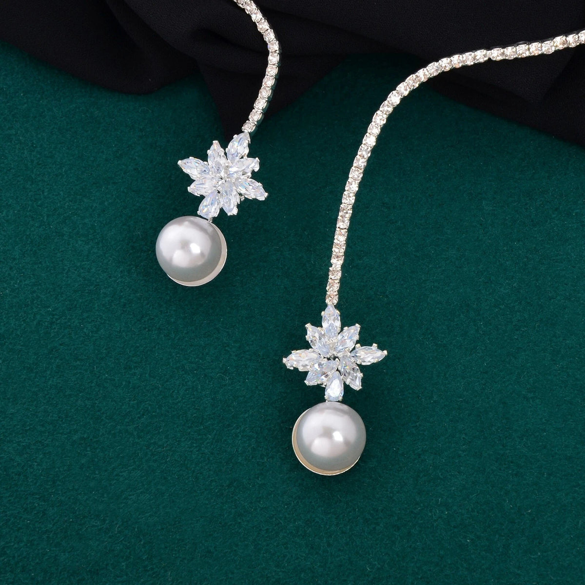 Gorgeous Imitation Pearl Rhinestone Silver Choker Wedding Bridal Collar