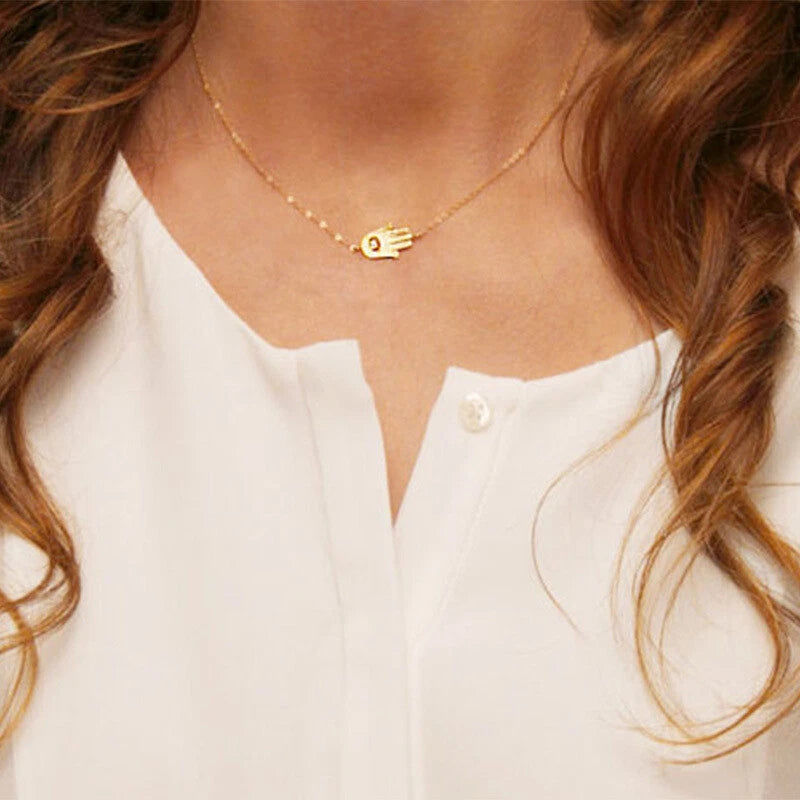 Minimalist Gold Silver Chain Hand Pendant Necklace Funny Gifts for Best Friends