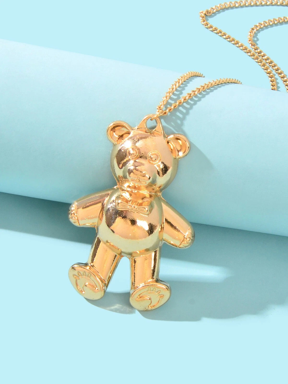 Fashion Jewelry Gold Silver Long Chain Lovely Bear Pendant Necklace Accessories