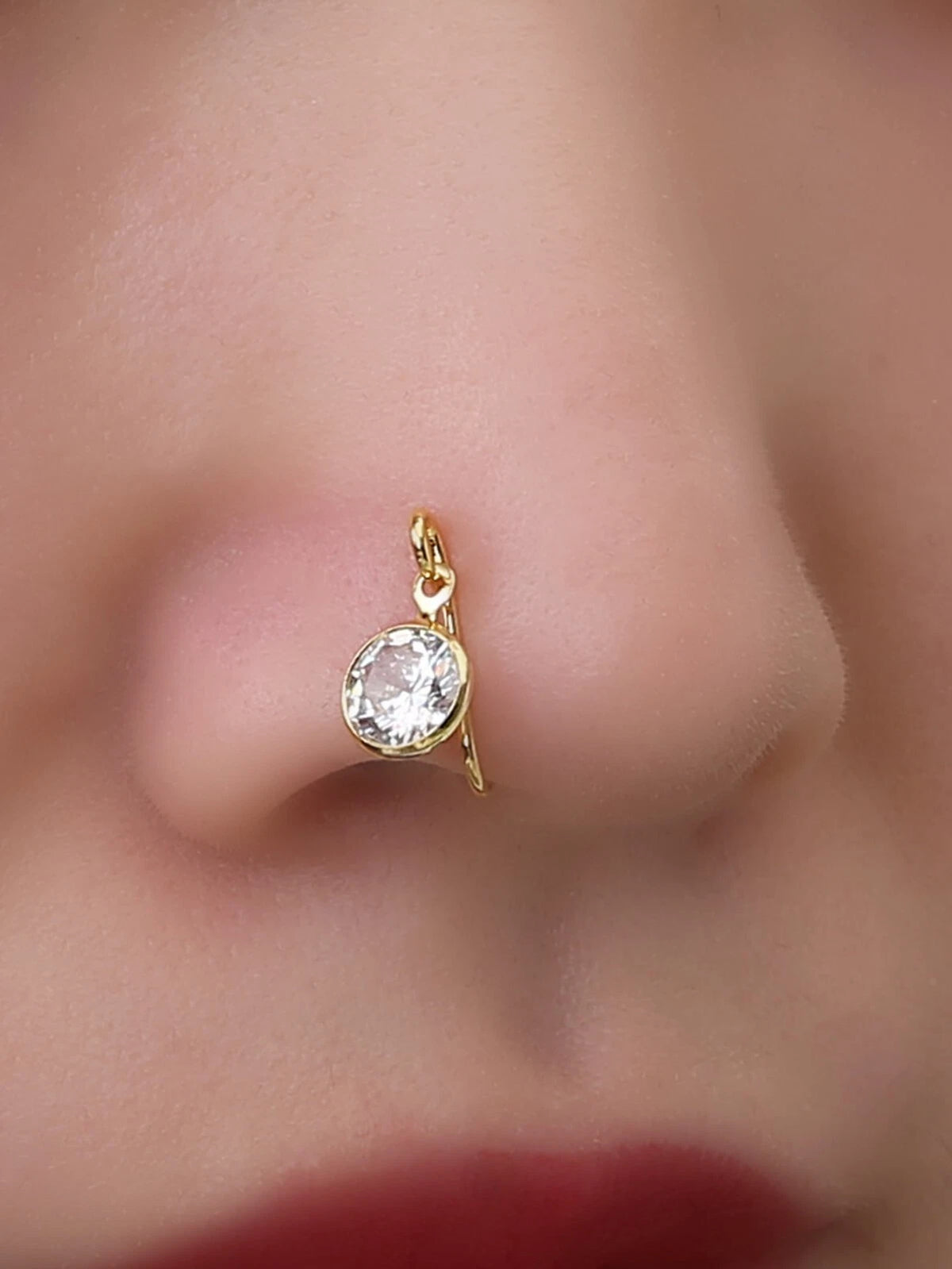 Zircon Gold Nose Ring for Women Cartilage Earring Body Ear Piercing Hoop Ring