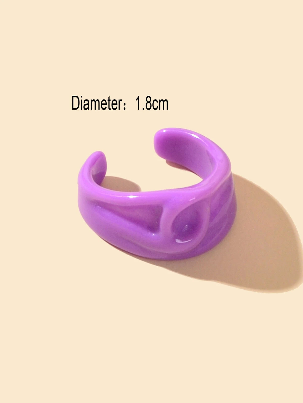 Chunky Purple Resin Irregular Geometric Finger Plastic Trendy Ring Band Women