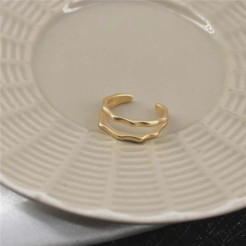 Minimalist Jewellery Gold Metal Geometric Finger Ring Fashion Women Accessories