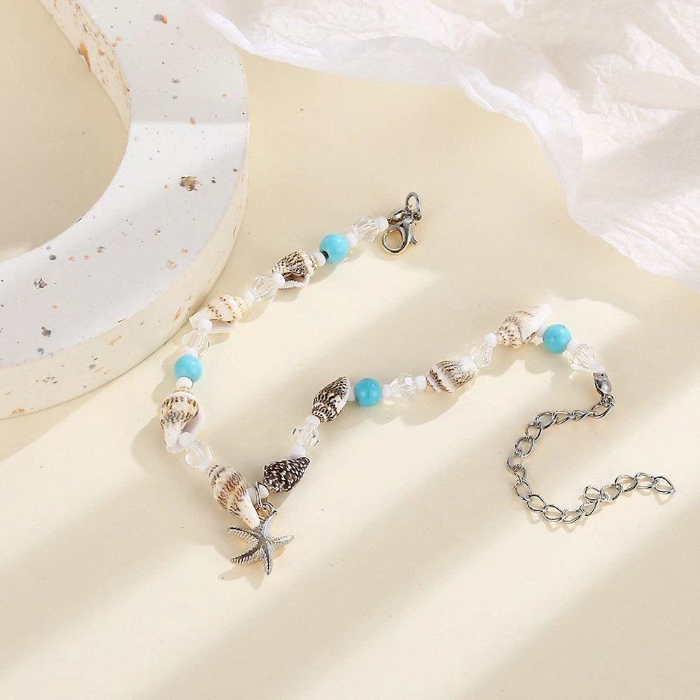 Beach Vacation Jewellery Handmade Beads Chain Starfish Charm Bohemian Bracelet