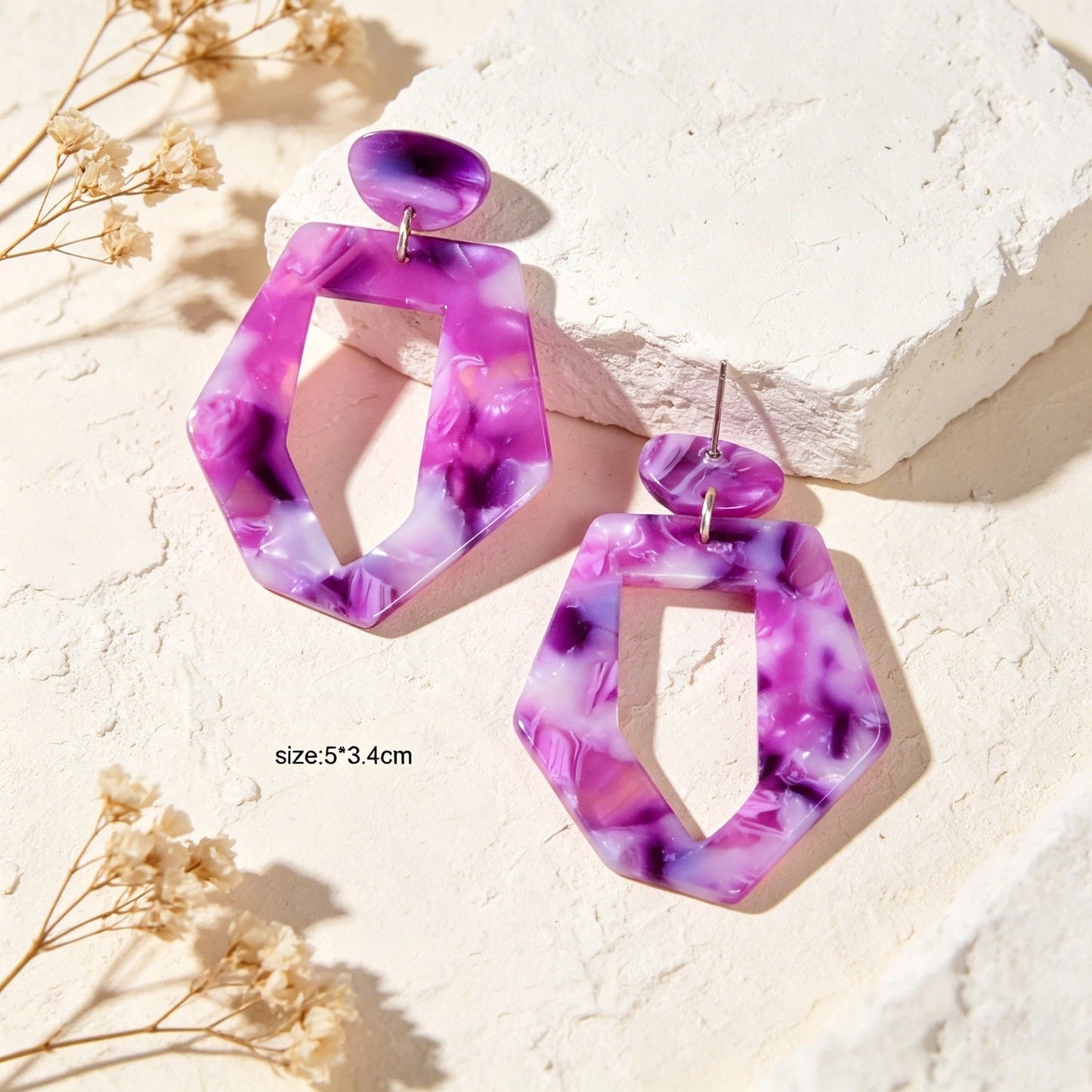 Mixed Color Geometric Acrylic Dangling Elements Earrings Women Party Decoration