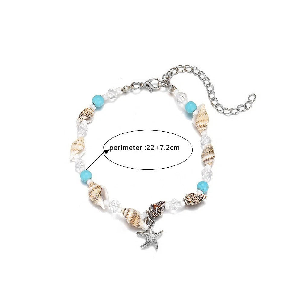 Beach Vacation Jewellery Handmade Beads Chain Starfish Charm Bohemian Bracelet