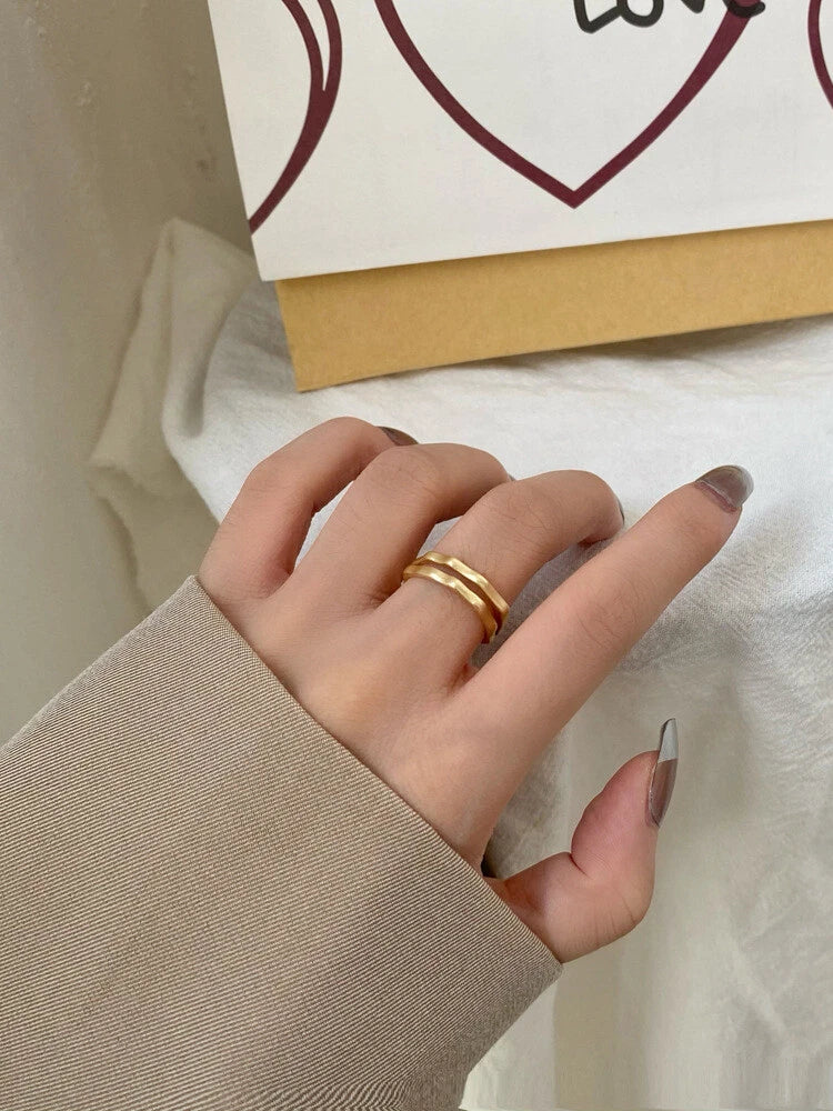 Minimalist Jewellery Gold Metal Geometric Finger Ring Fashion Women Accessories