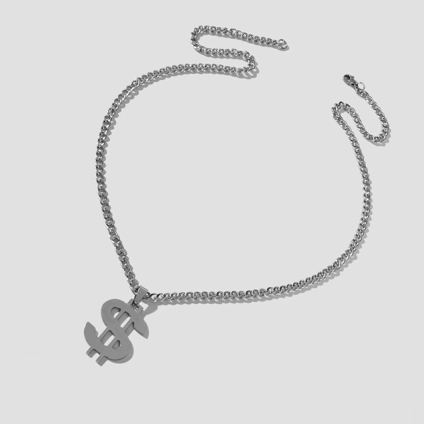 Dollar Sign Hip Hop Money Pendant Silver Rock Punk Necklace Bar Party Jewellery