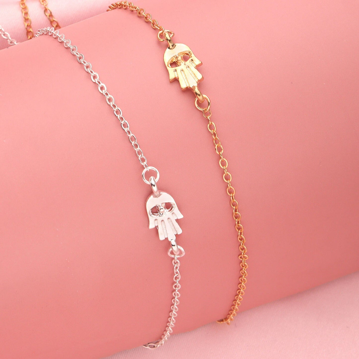 Minimalist Gold Silver Chain Hand Pendant Necklace Funny Gifts for Best Friends