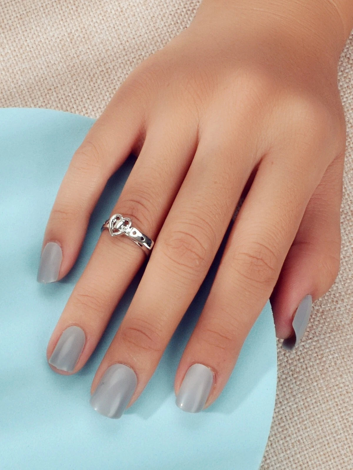 Silver Color Belt Buckle Shape Cuff Ring Fashionable Edgy Statement Band Jewelry