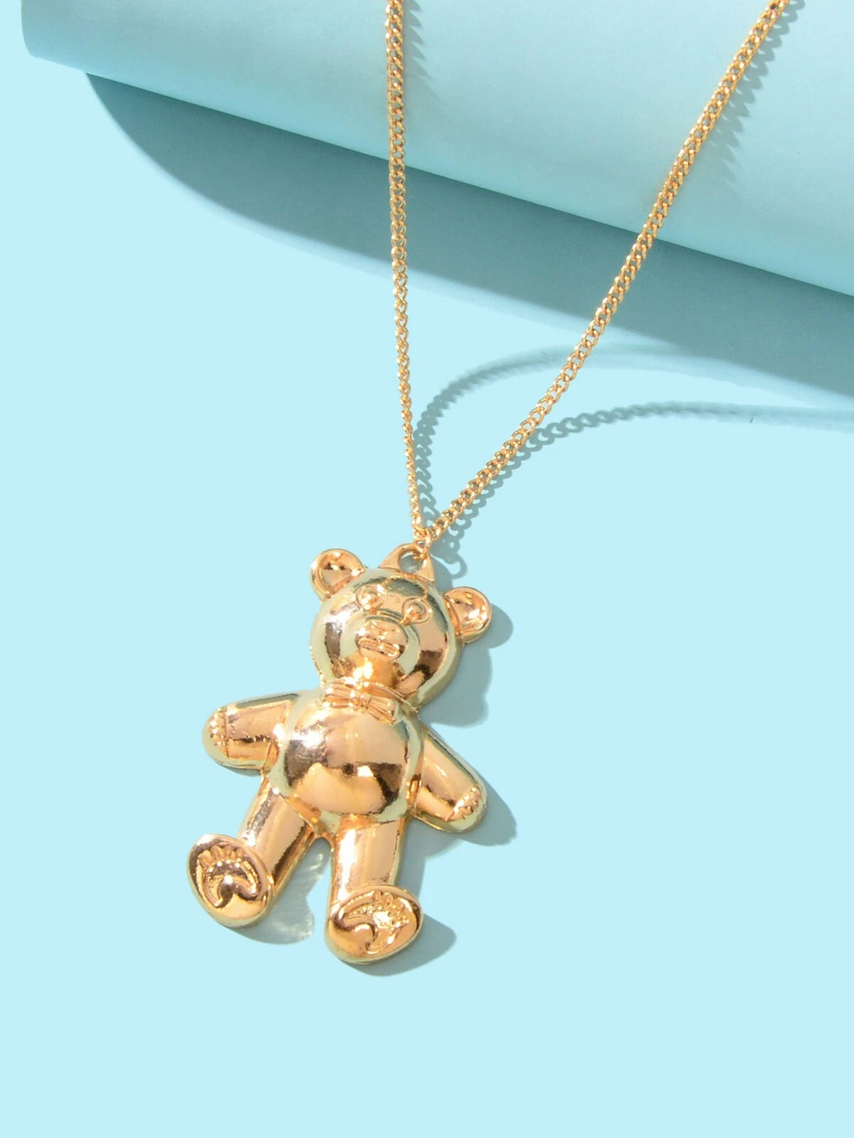 Fashion Jewelry Gold Silver Long Chain Lovely Bear Pendant Necklace Accessories