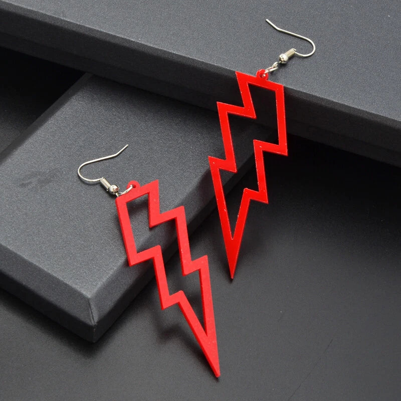 5 pairs/set Acrylic Neon Color Hollow Lightning Dangle Earrings set for Women