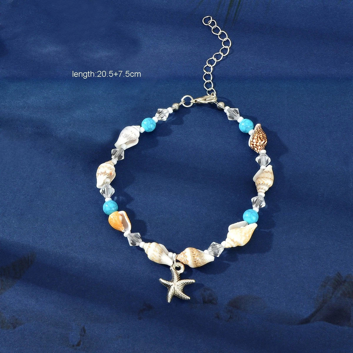 Sea Series Handmade Beaded Chain Starfish Charm Boho Chic Anklet Foot Jewellery