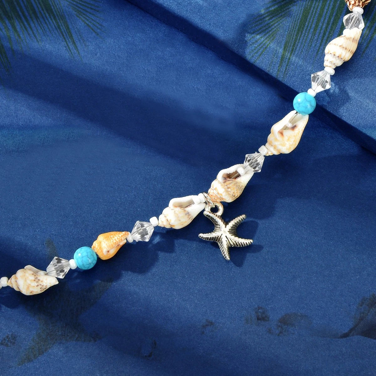 Sea Series Handmade Beaded Chain Starfish Charm Boho Chic Anklet Foot Jewellery