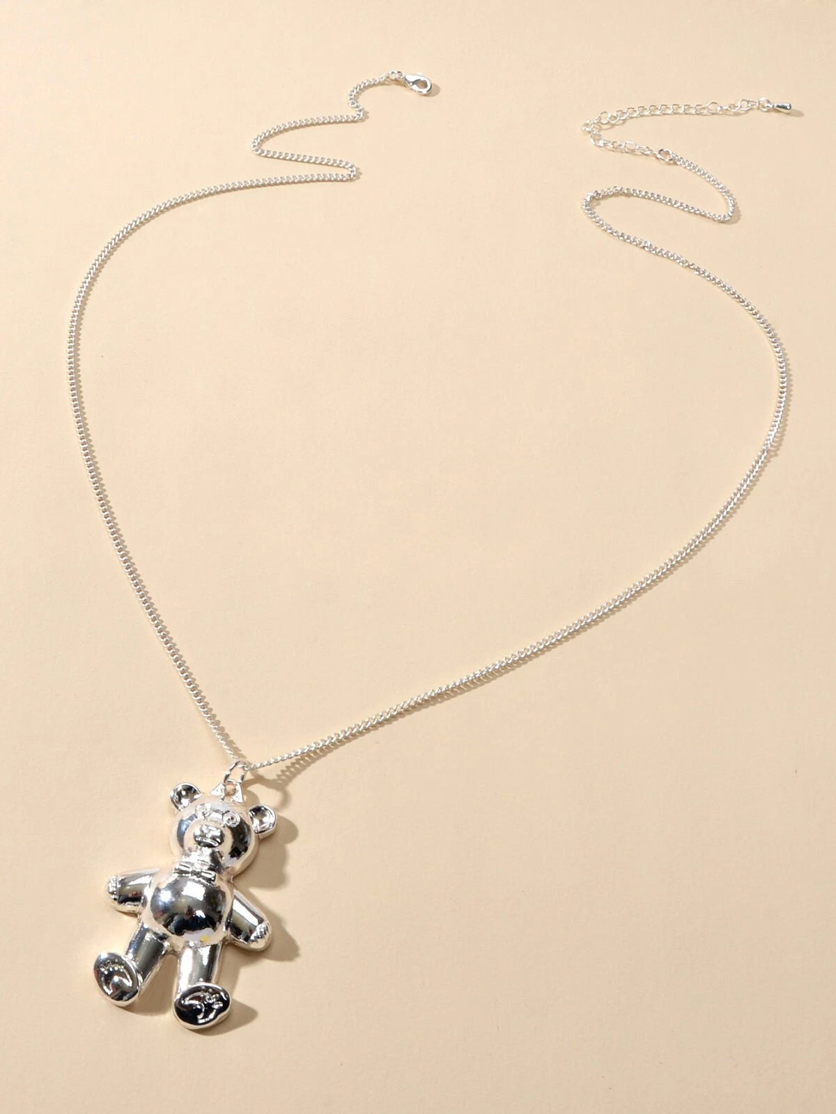 Fashion Jewelry Gold Silver Long Chain Lovely Bear Pendant Necklace Accessories