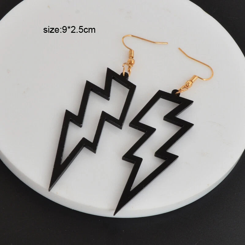 5 pairs/set Acrylic Neon Color Hollow Lightning Dangle Earrings set for Women