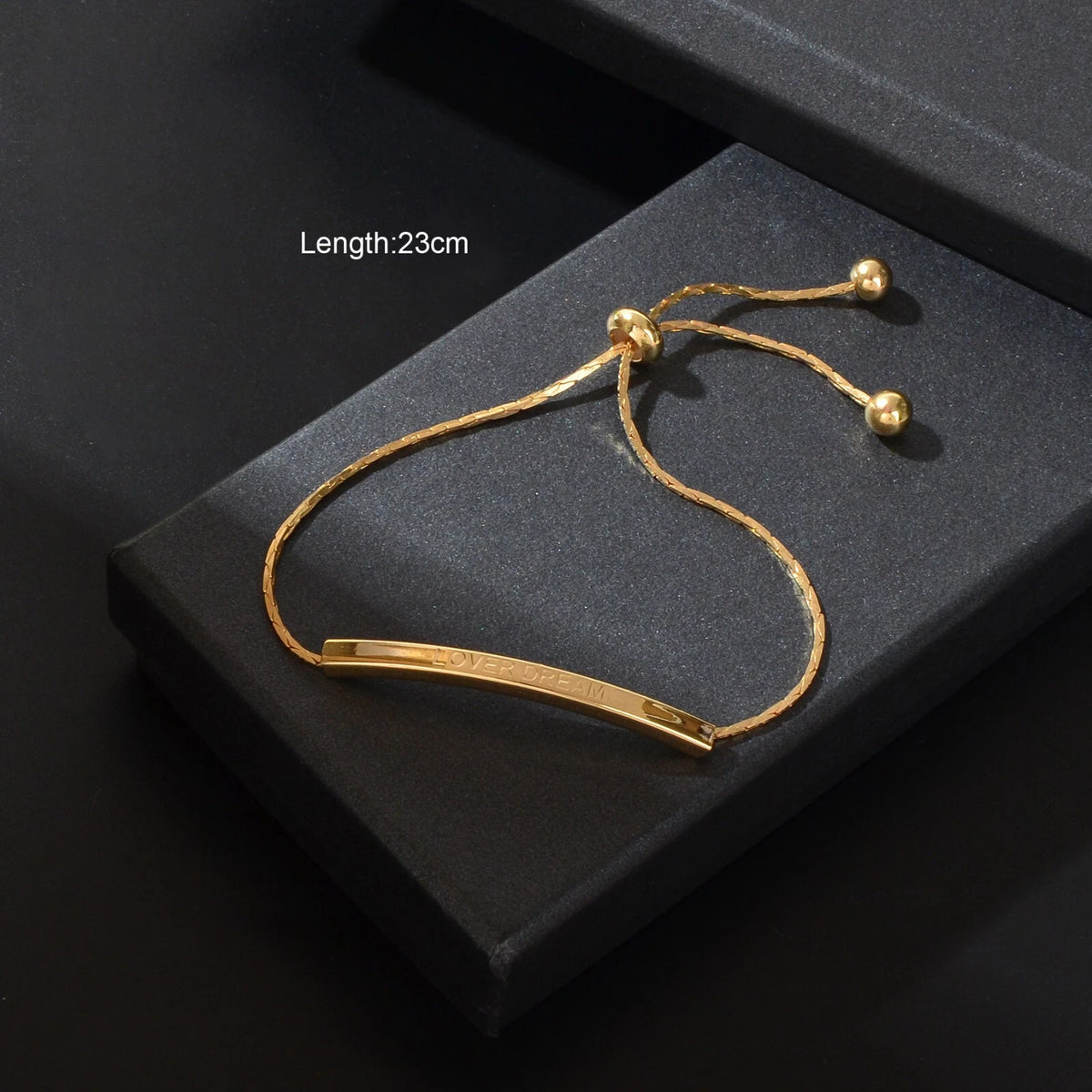 Letter Engraved Adjustable Bar and Ball Beaded Slide Strand Lover Dream Bracelet