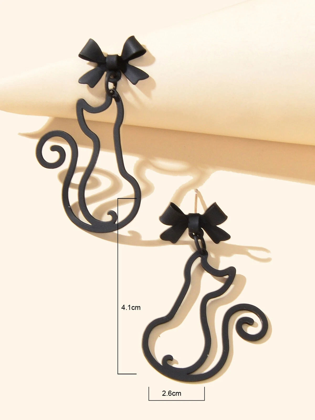 Kawaii Aesthetic Hollow Bow Tie Cat Dangle Earrings Animals Design Accessories