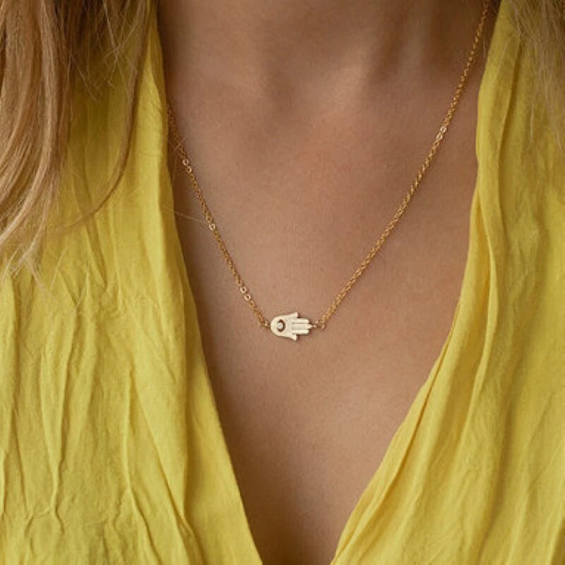 Minimalist Gold Silver Chain Hand Pendant Necklace Funny Gifts for Best Friends