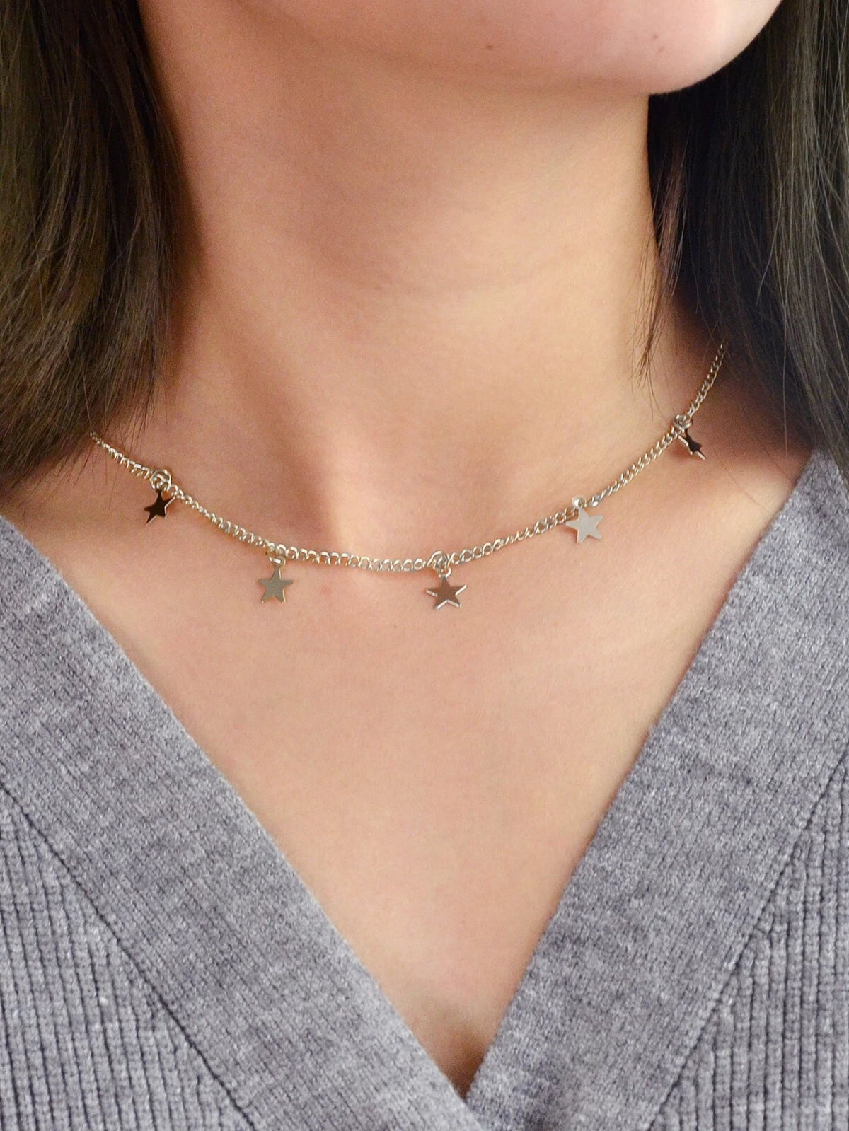 Shine Bright Necklace with Multiple Small Star Pendants Celestial Charm Jewelry