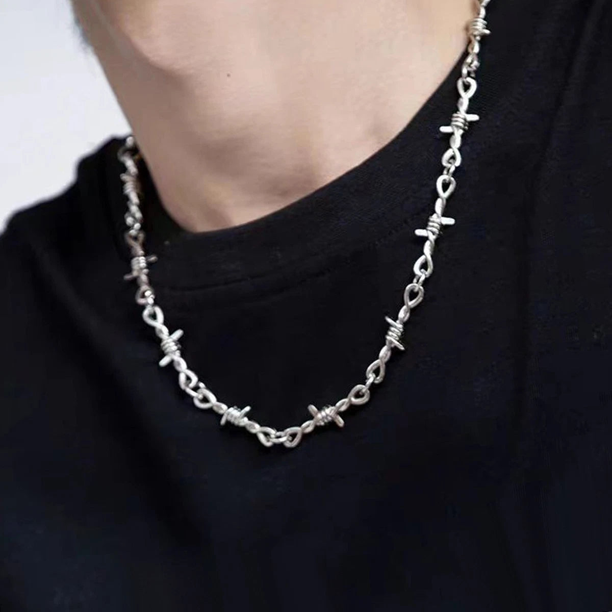 Men Street Jewellery Siver Chain Collar Necklace Punk Rock Accessories