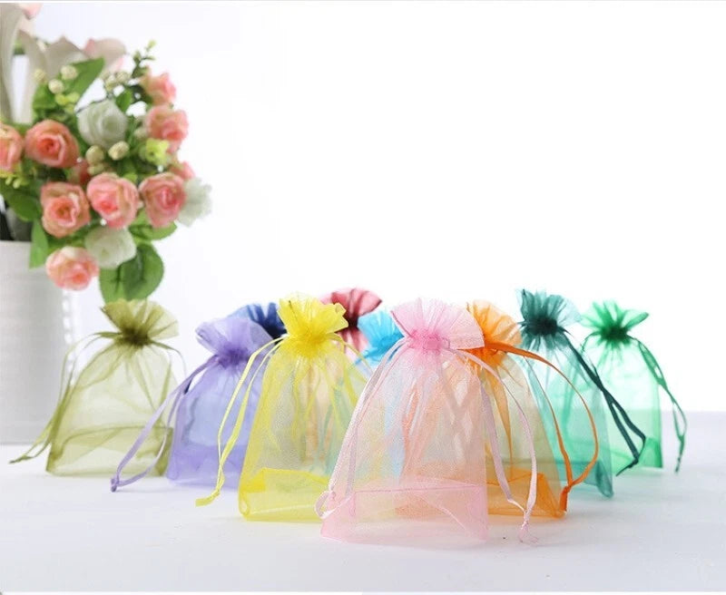Random color 10pcs/set Colorful Organza Jewellery Bags Drawstring Gift Package