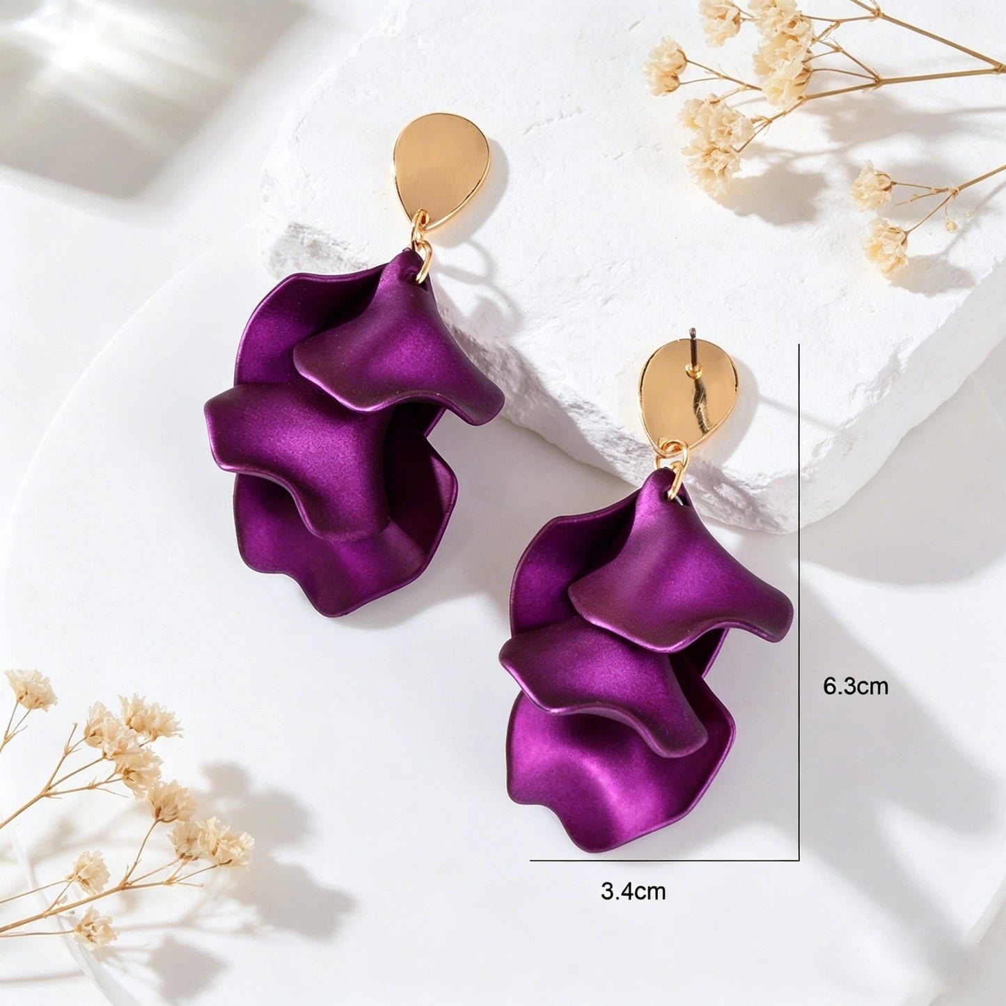 Boho White Petal Flower Dangle Earrings Summer Beach Wedding Vacation Jewellery