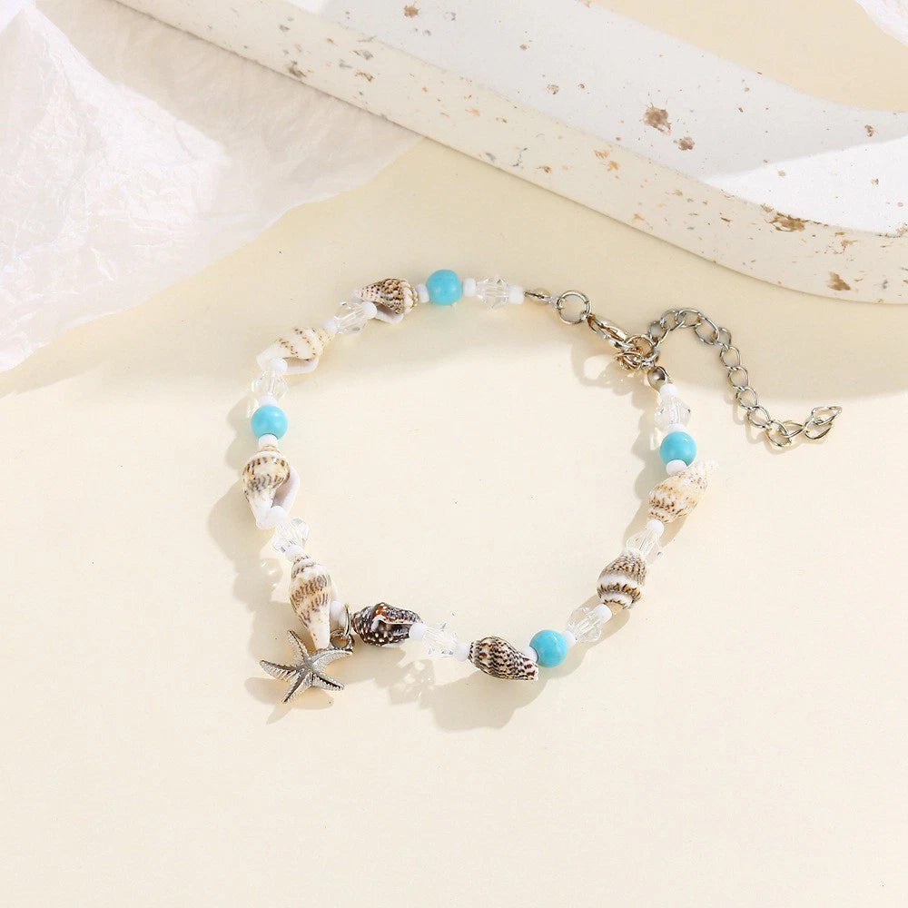 Beach Vacation Jewellery Handmade Beads Chain Starfish Charm Bohemian Bracelet