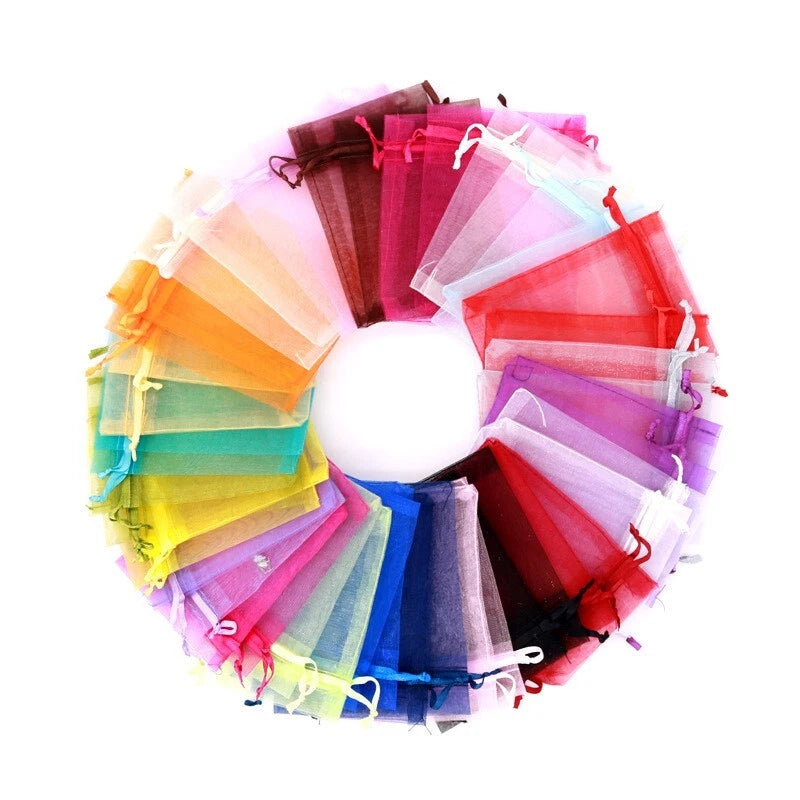 Random color 10pcs/set Colorful Organza Jewellery Bags Drawstring Gift Package