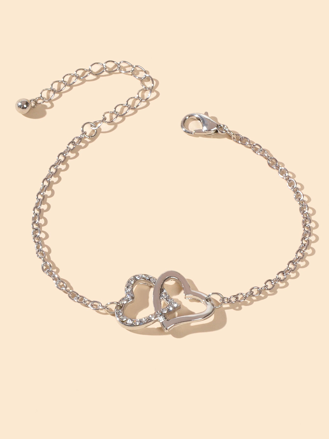 AU Post Rhinestone Heart Link Charm Bracelet Party Jewellery Lover Festival Gift
