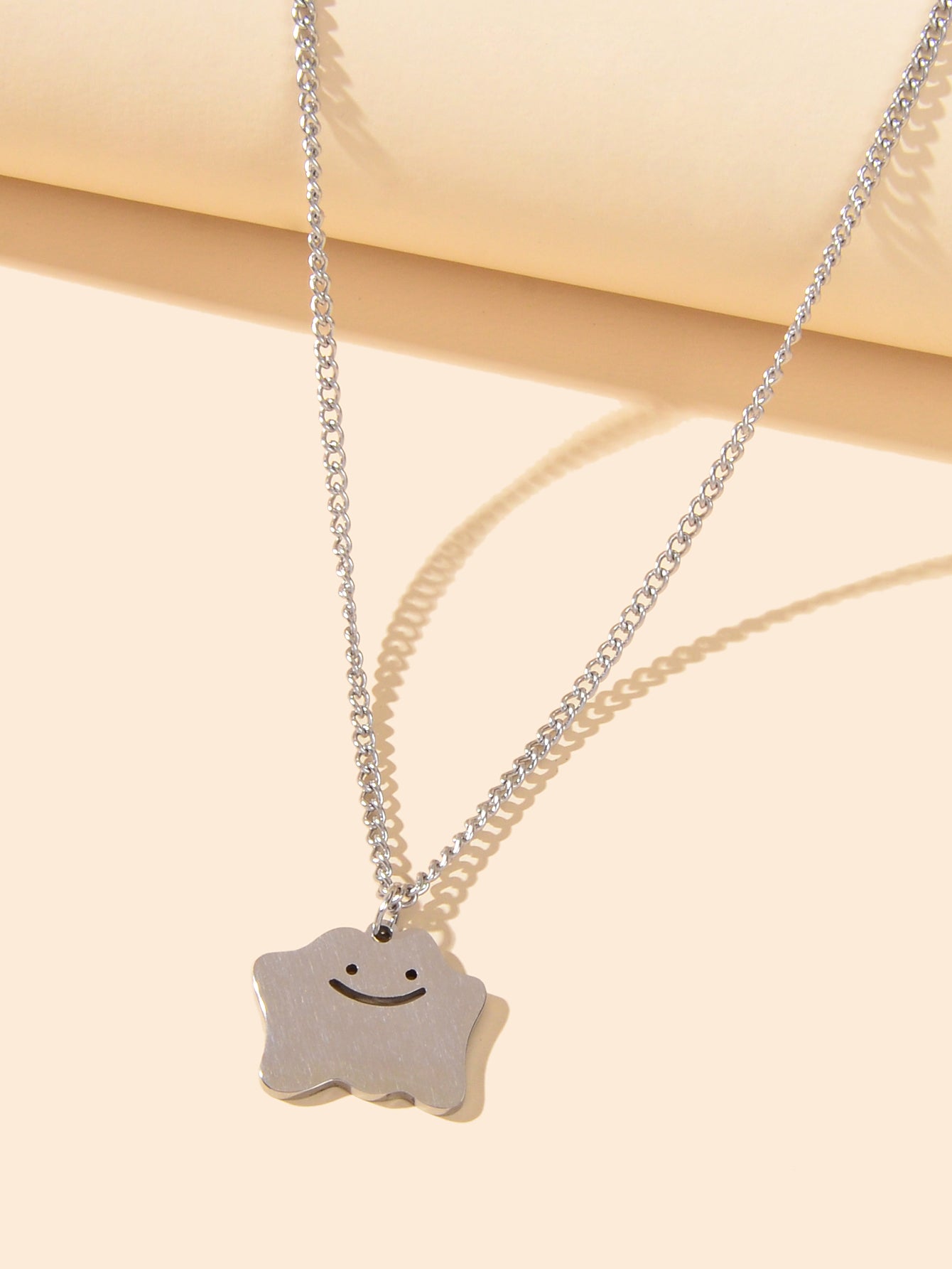 Silver Chain Funny Cartoon Smile Pendant Necklace Personality Designer Jewellery