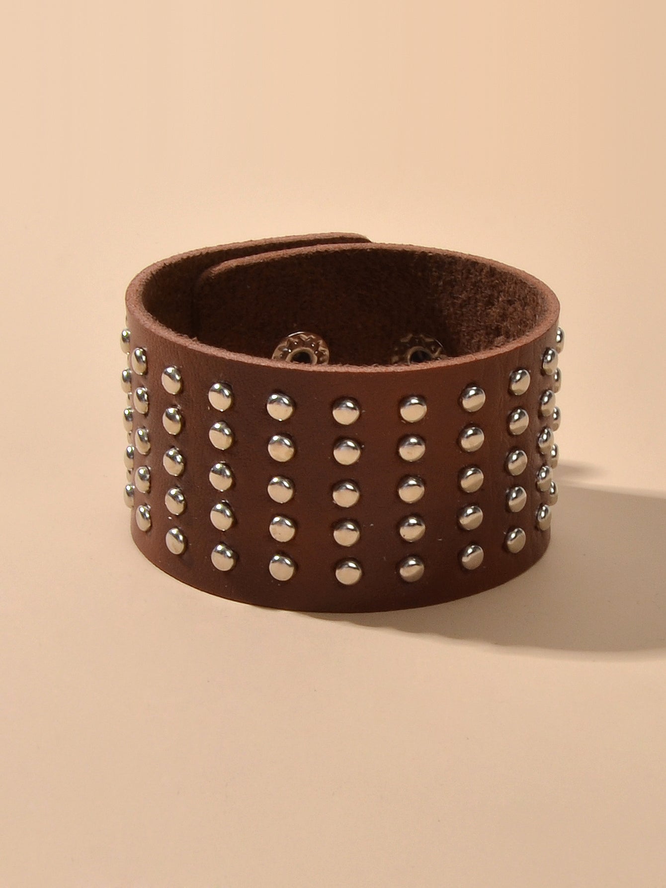 Punk Rock Silver Spike Leather Wide Wrap Bracelet Women Teens Hiphop Jewellery