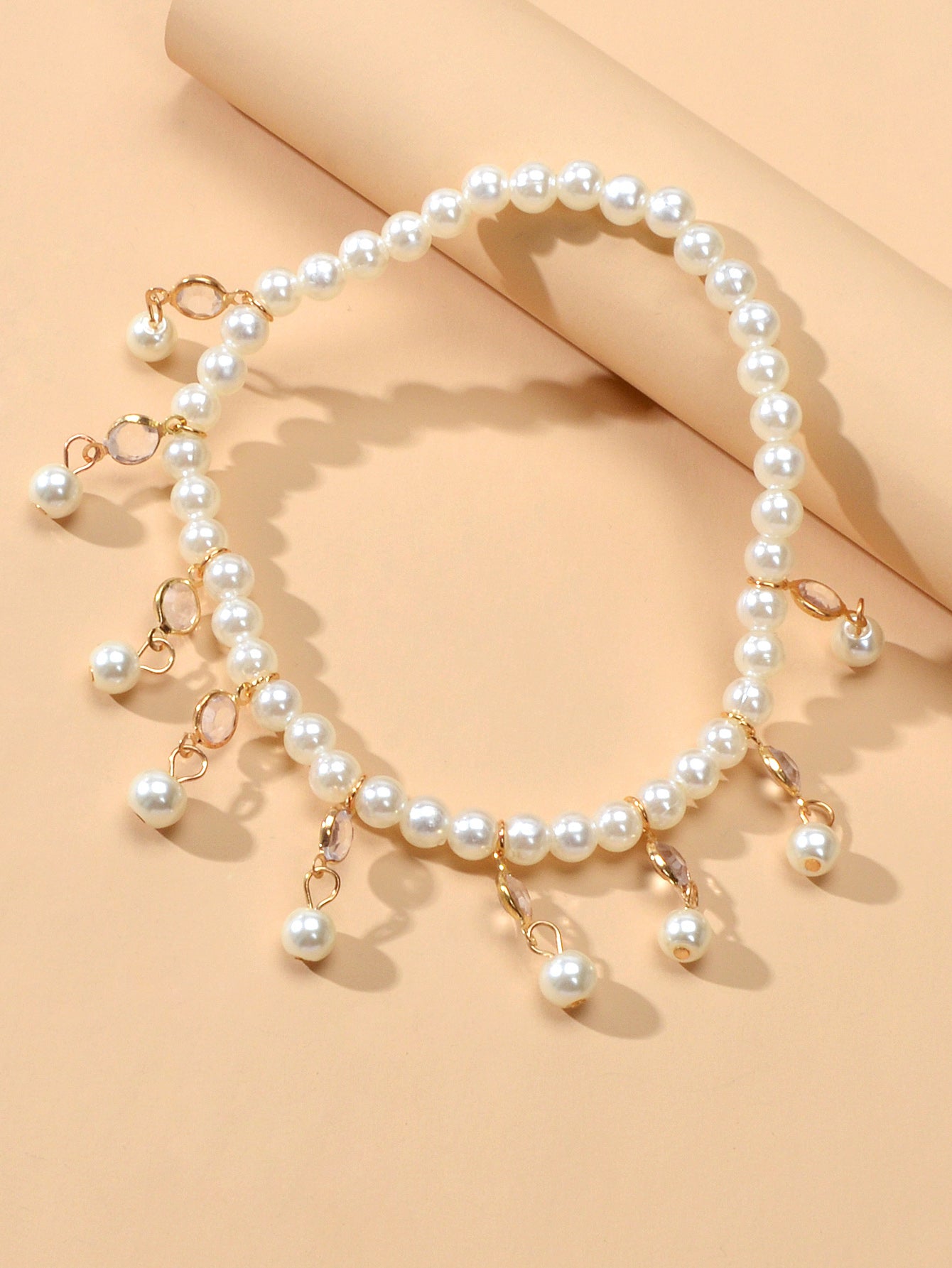 Feelontop Handmade Elastic Pearl Bead Anklet Barefoot Sandal Beach Bling Jewelry