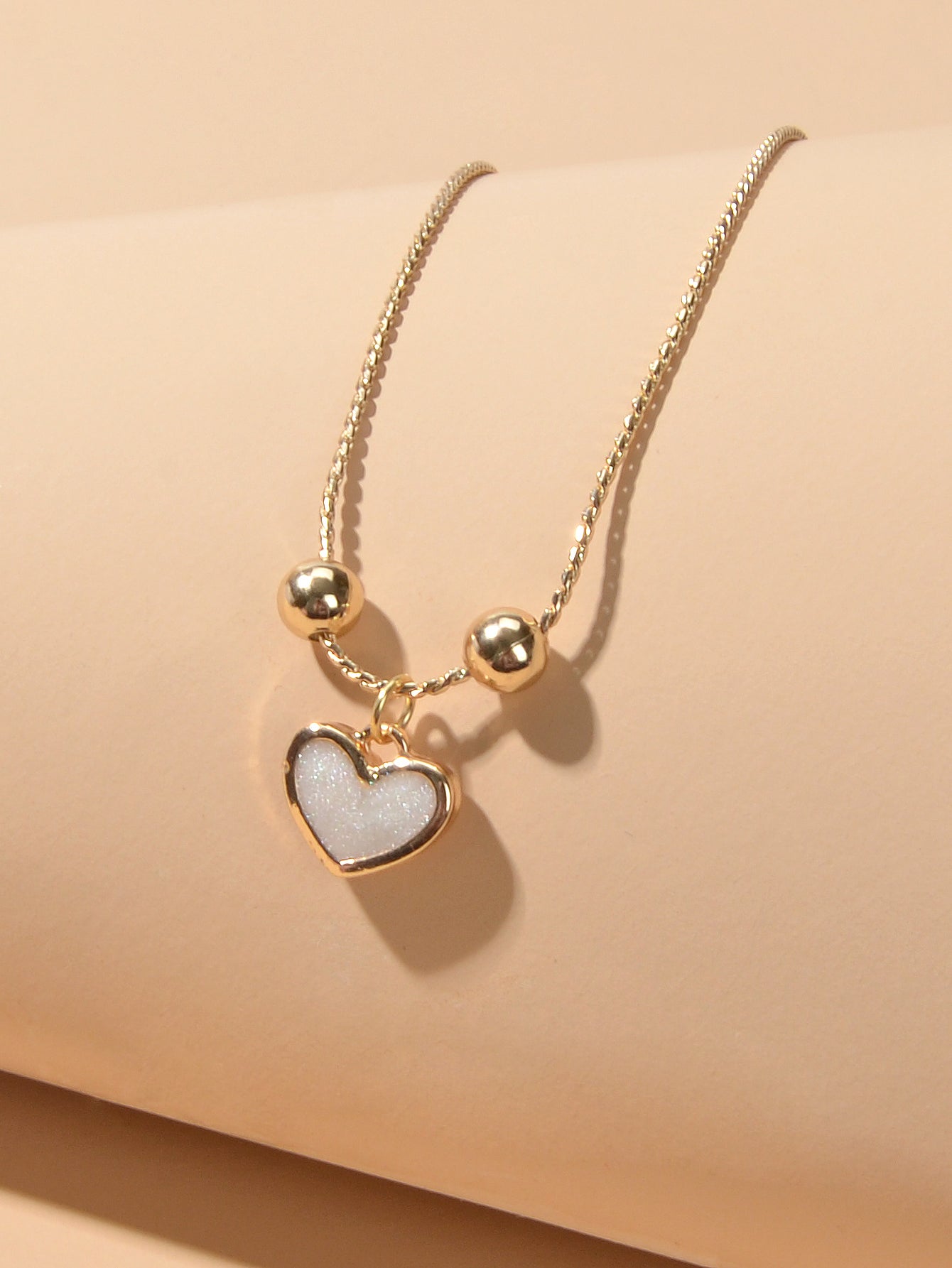 White Enamel Love Heart Charm Bracelet Adjustable Modern Trendy New Jewellery