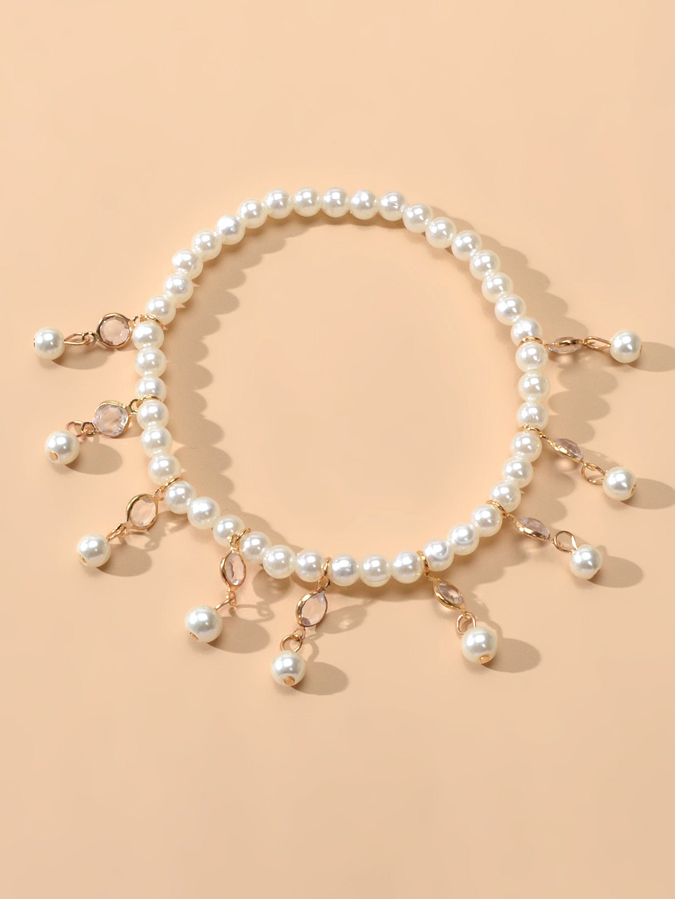Feelontop Handmade Elastic Pearl Bead Anklet Barefoot Sandal Beach Bling Jewelry