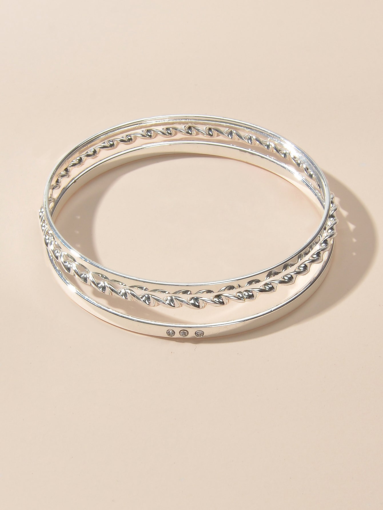 3 pcs Ladies Jewellery Rhinestone Silver Multiple Stackable Bangles Bracelet set