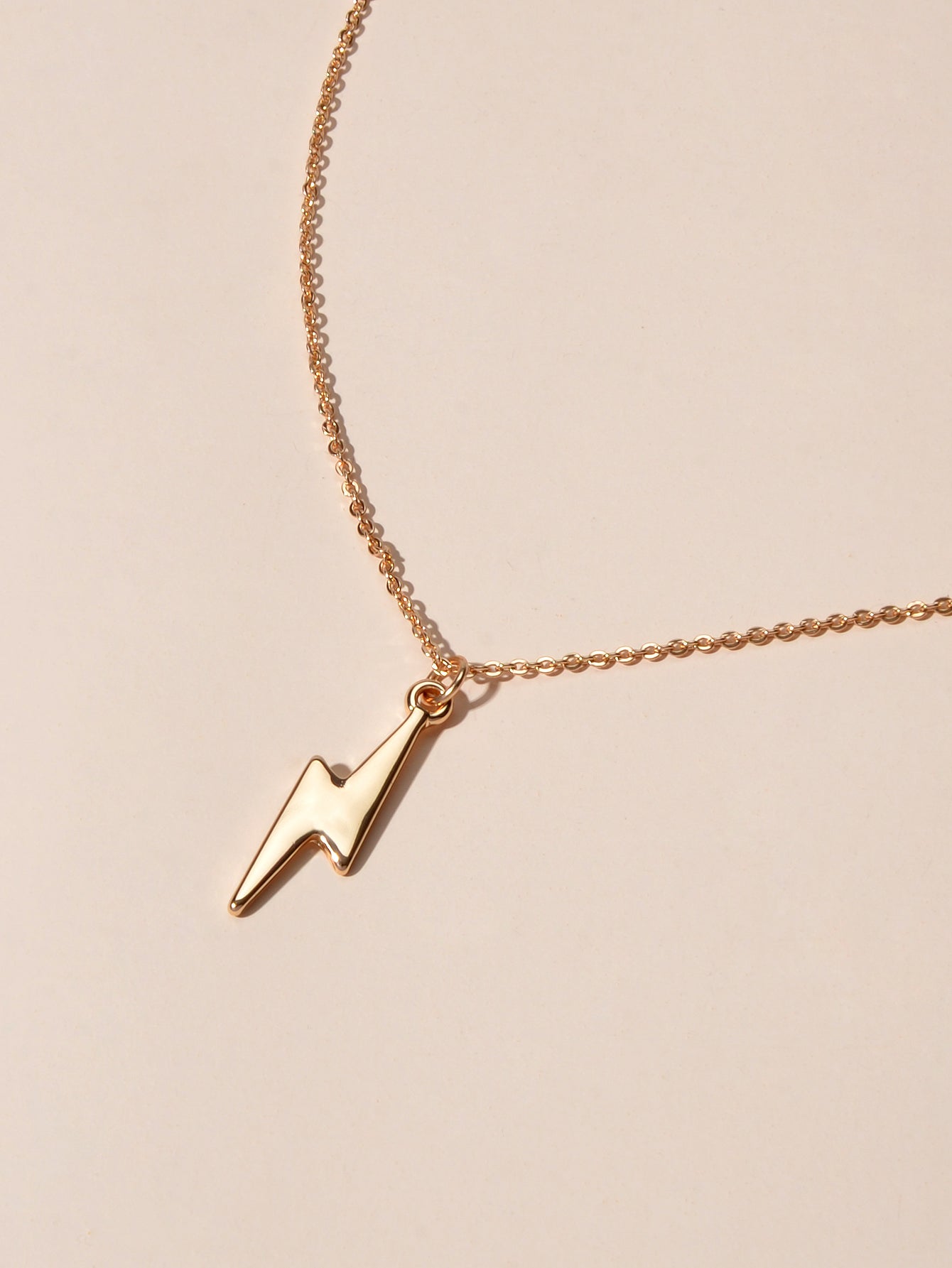 Gold Color Lightning Bolt Flash Charm Necklace Thunder Pendant Chain Collar Gift