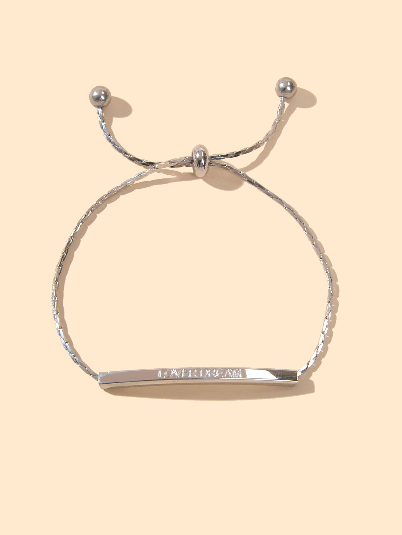Letter Engraved Adjustable Bar and Ball Beaded Slide Strand Lover Dream Bracelet