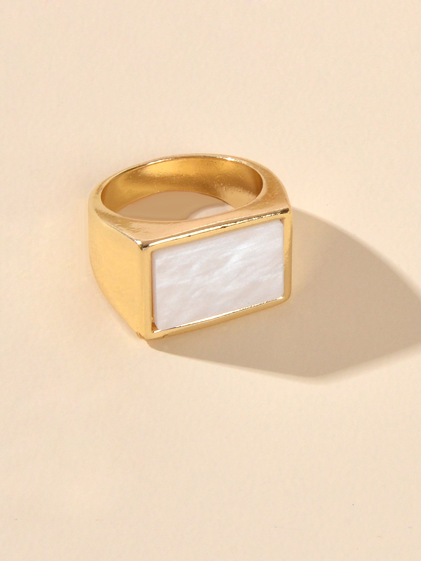 Textured Jewellery Square White Punk Gold Finger Ring Fashion Women Accessories