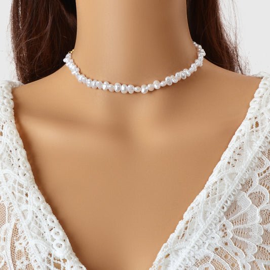 Wedding Birthday Anniversary Jewellery Artificial Irregular Short Pearl Necklace