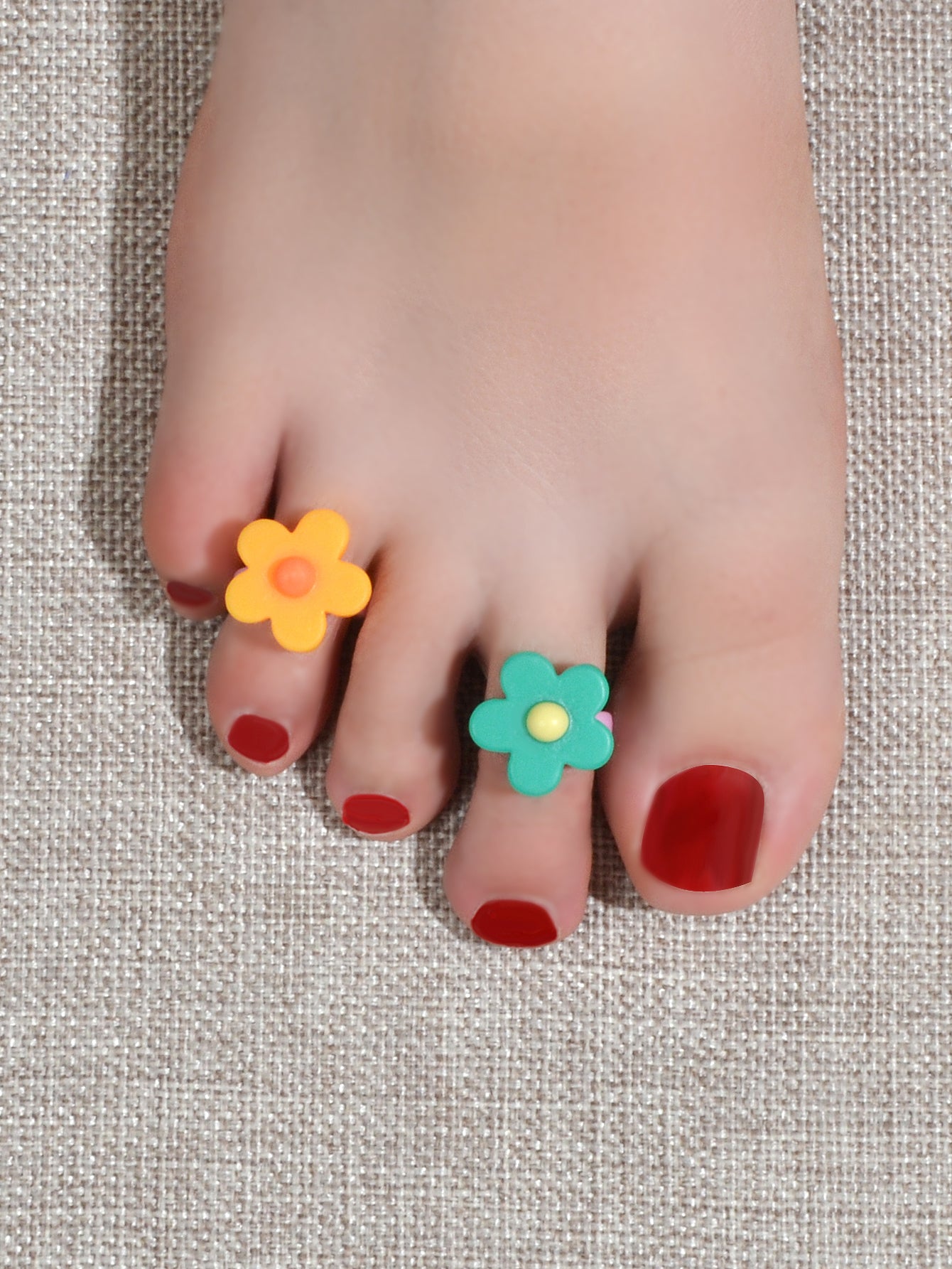 2 pc Boho Chic Candy Color Flower Toe Ring Multiple Beach Finger Foot Jewellery