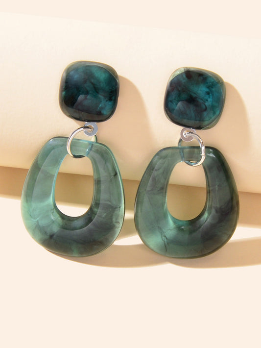 Acetate Acrylic Statement Resin Drop Dangle Green Transparent Teardrop Earrings