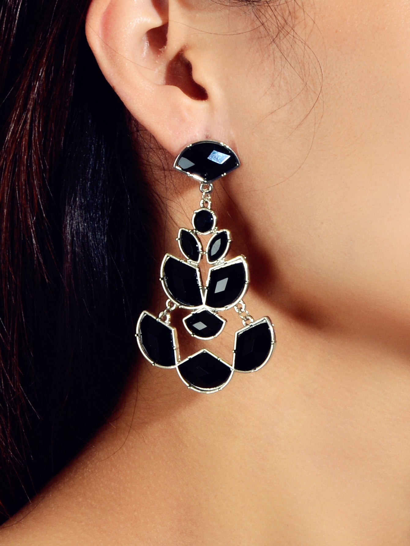 Ethnic Jewellery Black Green Geometric Chandelier Dangle Earrings Women Gift