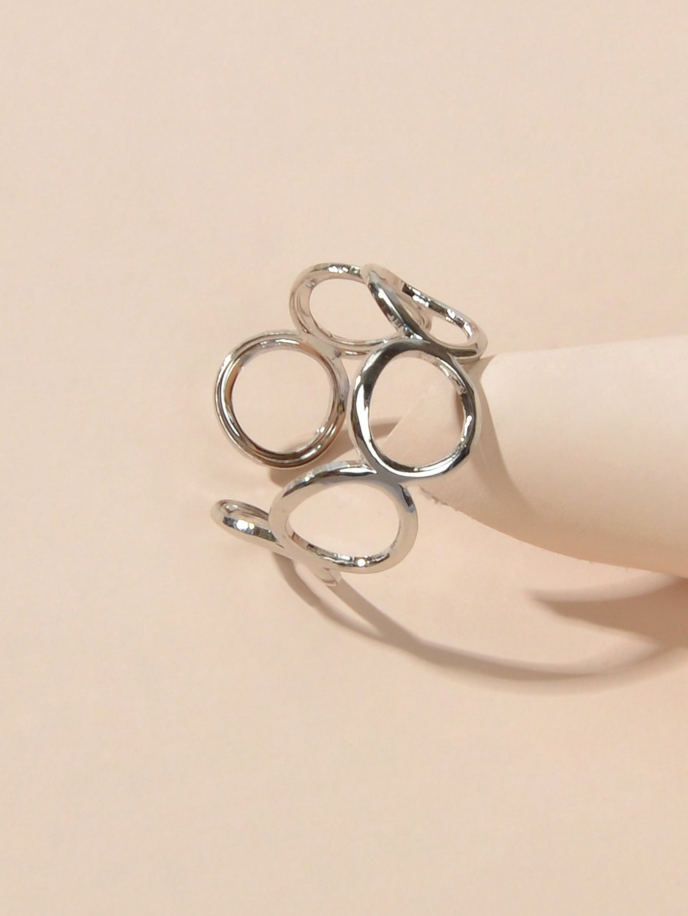 Party Minimalist Style Gold Silver Circle Metal Punk Midi Knuckle Open Cuff Ring