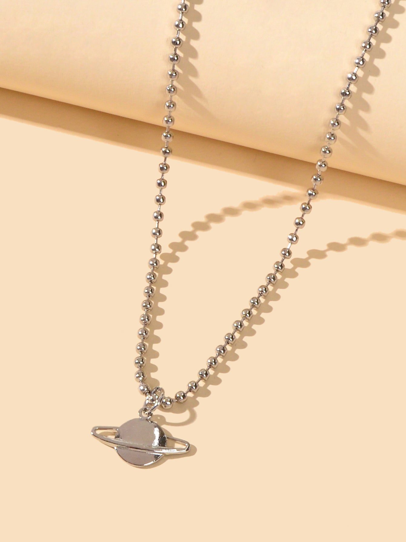 Unique Long Silver Popcorn Chain Planet Pendant Necklace Party Women Decoration